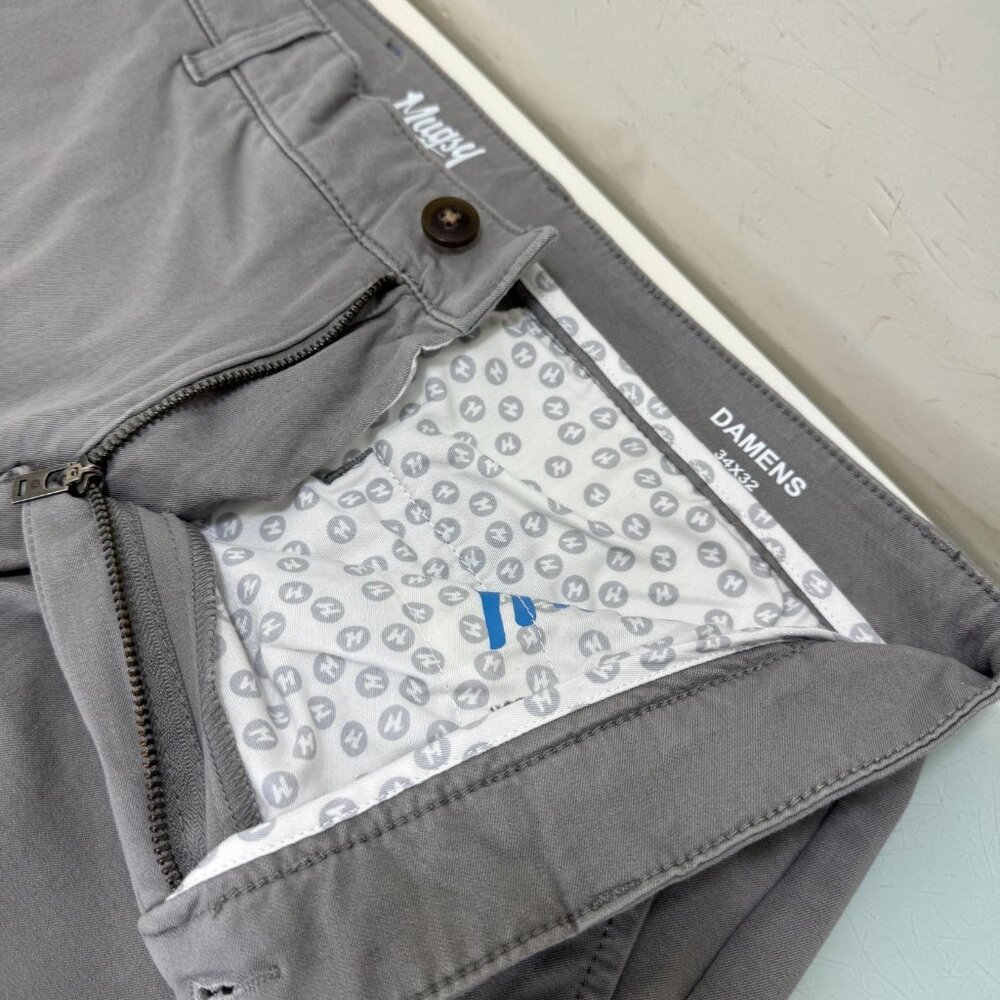 Mugsy Damens Pants Mens 34X32 Chino Stretch Comfort Gray Casual Golf - Picture 4 of 12